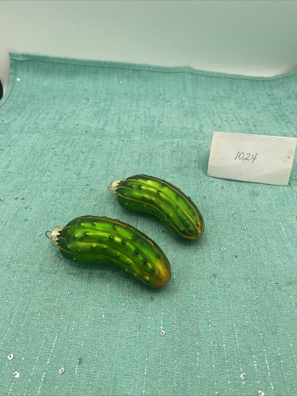 2-Pack Blown Glass Christmas Pickle Ornaments, Cucumber, Xmas Tree Decorations,